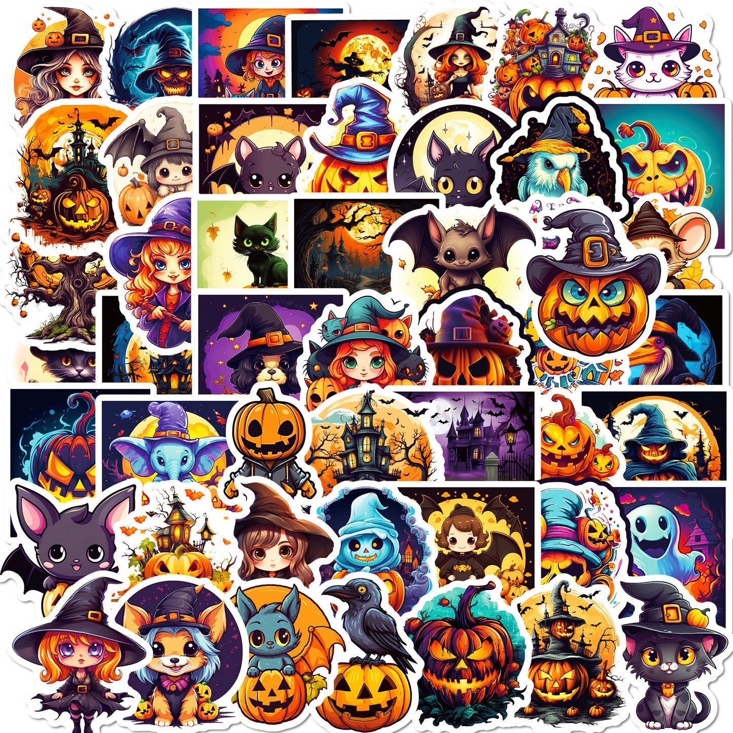 300-Cartoon Pumpkin Witch Cute Ghost Graffiti Stickers