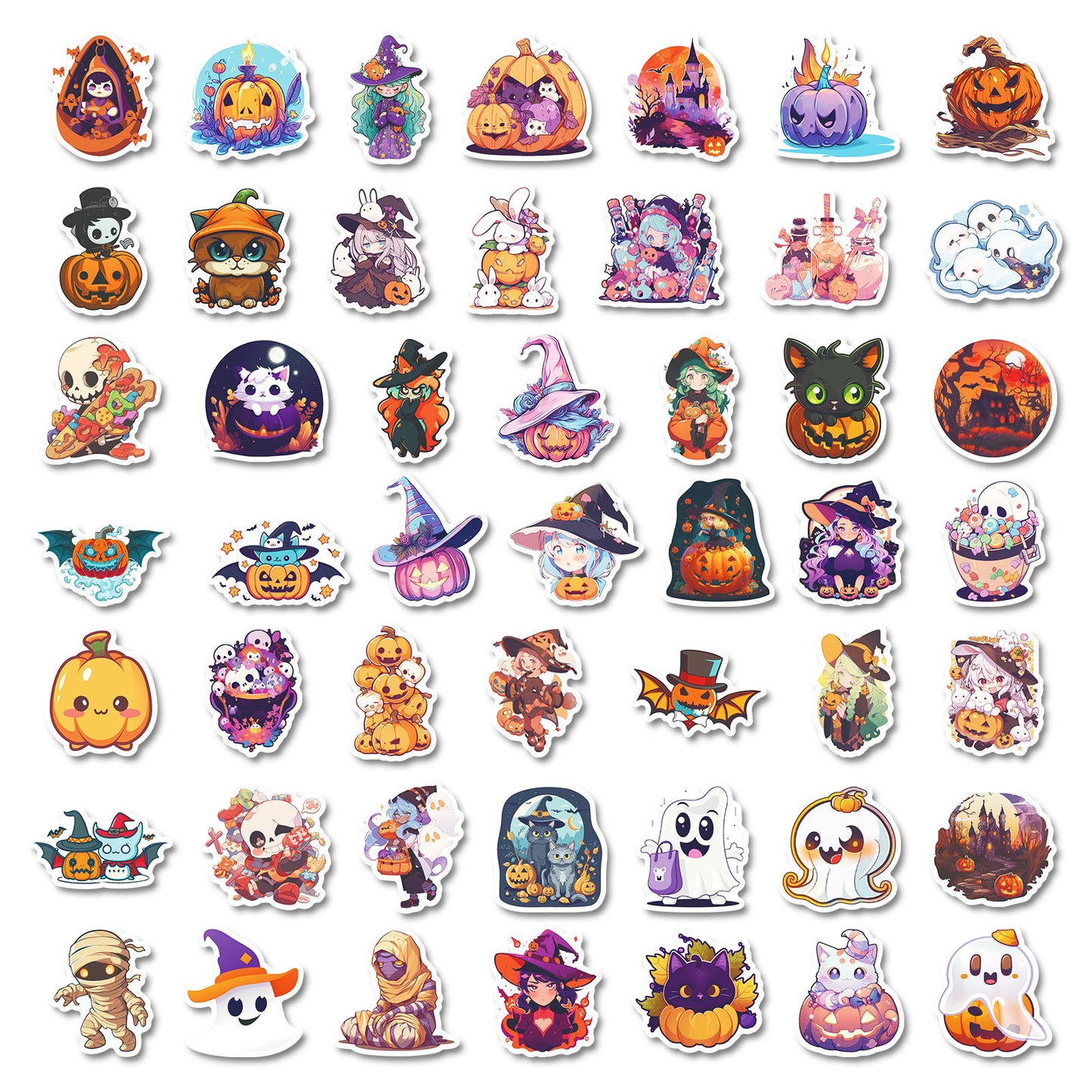 300-Cartoon Pumpkin Witch Cute Ghost Graffiti Stickers