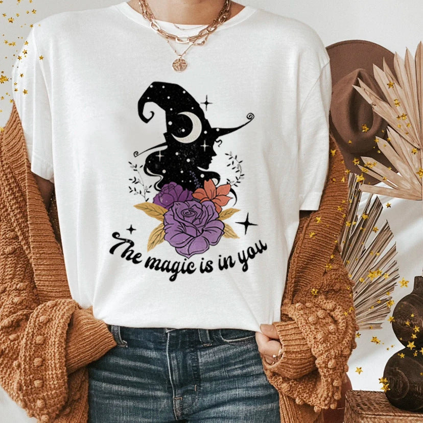 Halloween Ghost Witch Pumpkin Print Casual Shirt