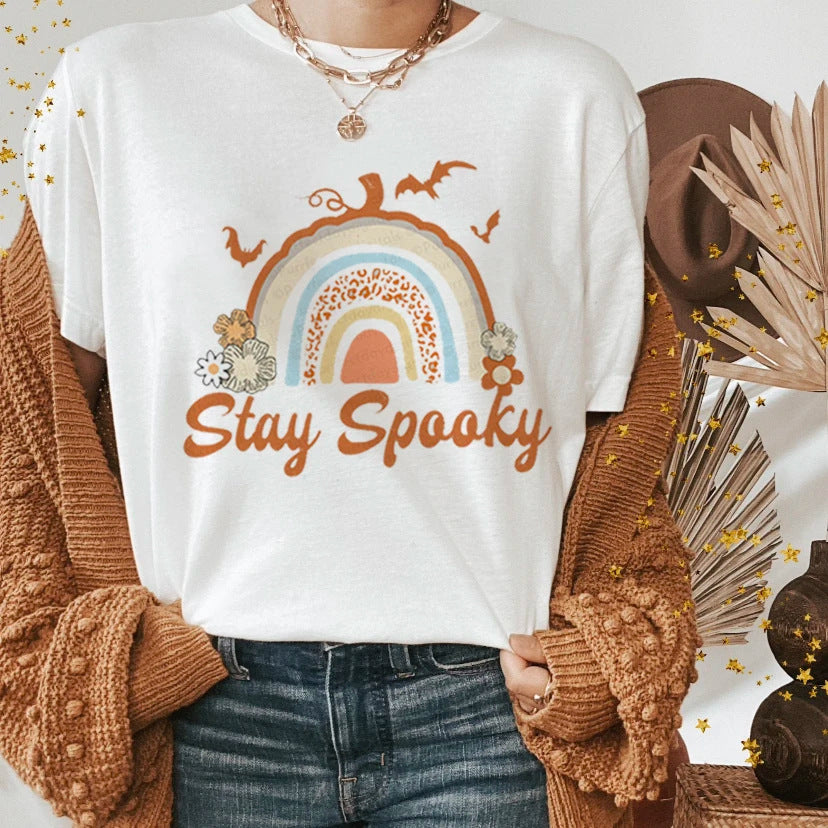 Halloween Ghost Witch Pumpkin Print Casual Shirt