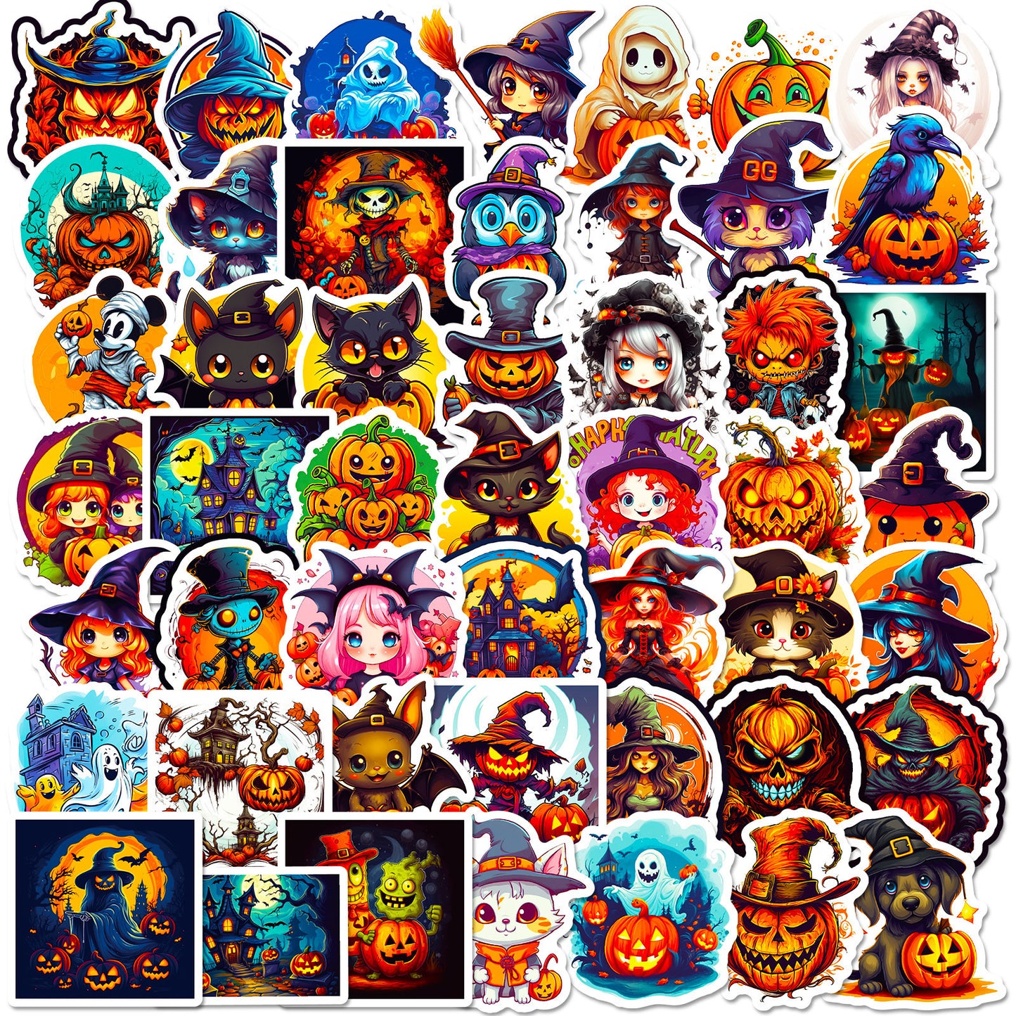 300-Cartoon Pumpkin Witch Cute Ghost Graffiti Stickers